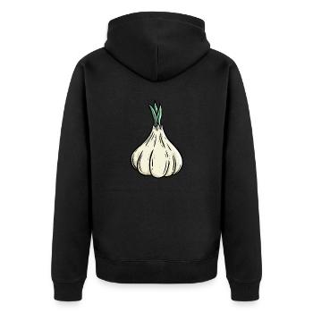 Knoblauch Kostüm Knoblauchzehe Knobi Garlic - Unisex Premium Bio Zip Hoodie - Schwarz - Hinten - Nico (187cm)
