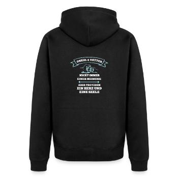 Team Onkel und Vetter Partnerlook Familie Cousin - Unisex Premium Bio Zip Hoodie - Schwarz - Hinten - Nico (187cm)