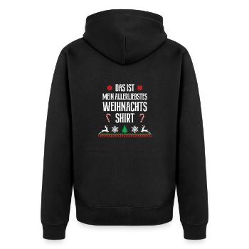 Weihnachten Weihnachtsshirt Weihnachtsoutfit XMAS - Unisex Premium Bio Zip Hoodie - Schwarz - Hinten - Nico (187cm)