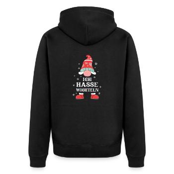 Wichteln Weihnachten Weihnachtsmuffel Gnom Wichtel - Unisex Premium Bio Zip Hoodie - Schwarz - Hinten - Nico (187cm)