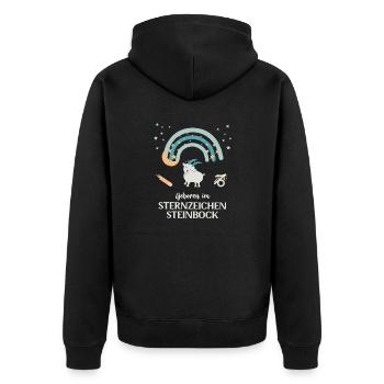 Steinbock Sternzeichen Geburtstag Tierkreiszeichen - Unisex Premium Bio Zip Hoodie - Schwarz - Hinten - Nico (187cm)