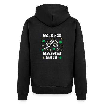 Silvester Outfit Silvestershirt Silvesterparty - Unisex Premium Bio Zip Hoodie - Schwarz - Hinten - Nico (187cm)