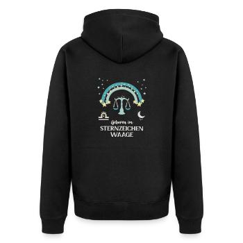 Waage Sternzeichen Geburtstag Sternenbild Libra - Unisex Premium Bio Zip Hoodie - Schwarz - Hinten - Nico (187cm)