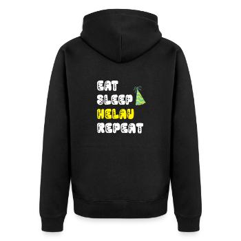 Helau Karneval Fasching Rosenmontag Fastnacht - Unisex Premium Bio Zip Hoodie - Schwarz - Hinten - Nico (187cm)