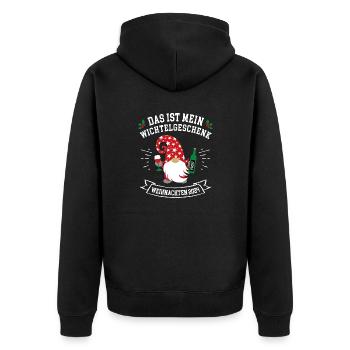 Weihnachten 2024 Wichteln Wichtelgeschenk Julklapp - Unisex Premium Bio Zip Hoodie - Schwarz - Hinten - Nico (187cm)