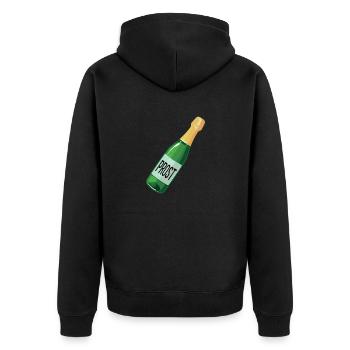 Sekt Sektflasche Kostüm Karneval Prost Prosecco - Unisex Premium Bio Zip Hoodie - Schwarz - Hinten - Nico (187cm)