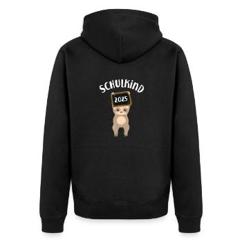 Schulkind Schulanfang Einschulung Schüler Schule - Unisex Premium Bio Zip Hoodie - Schwarz - Hinten - Nico (187cm)