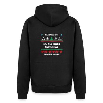 Weihnachten 2025 Wichtelspiel Julklapp Wichteln - Unisex Premium Bio Zip Hoodie - Schwarz - Hinten - Nico (187cm)
