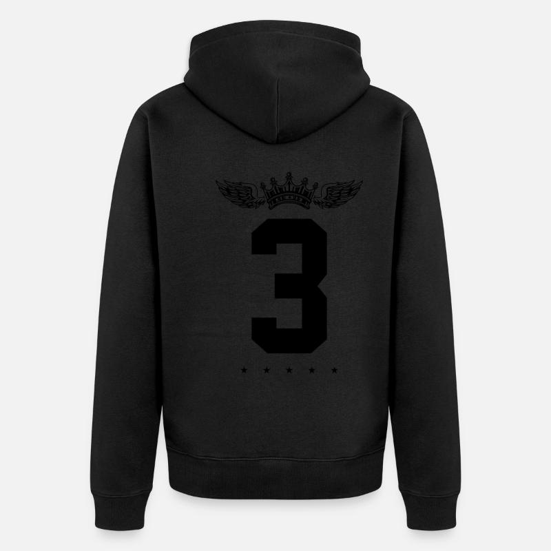 3 Couronne de numéros - Veste à capuche bio Premium Unisexe - noir