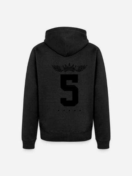5 Zahl Krone - Unisex Premium Bio Zip Hoodie - Schwarz