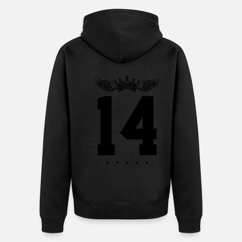 14 Couronne de numéros - Veste à capuche bio Premium Unisexe - noir