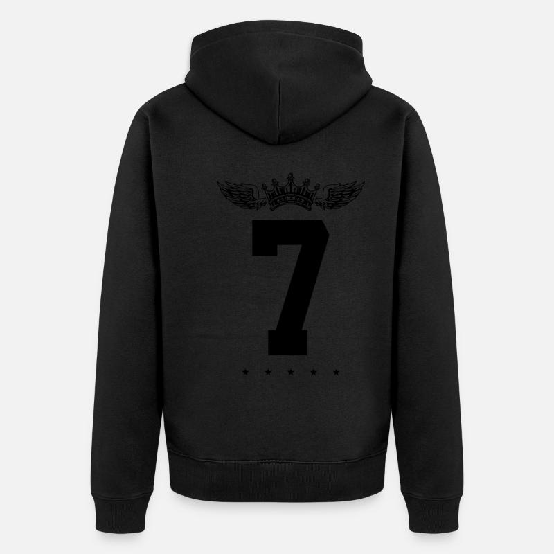 7 Couronne de numéros - Veste à capuche bio Premium Unisexe - noir