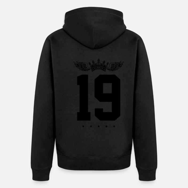 19 Couronne numérique - Veste à capuche bio Premium Unisexe - noir