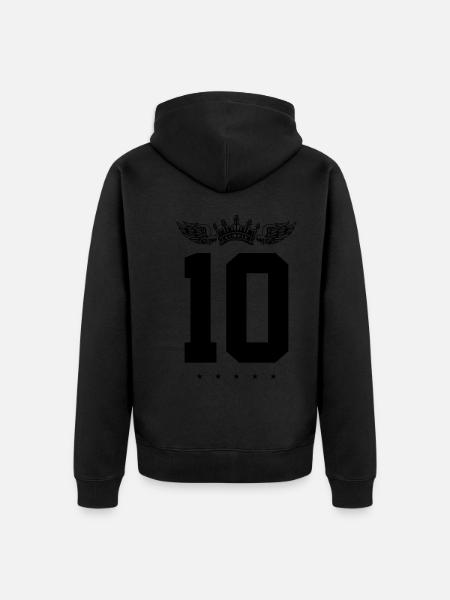 10 Zahl Krone - Unisex Premium Bio Zip Hoodie - Schwarz