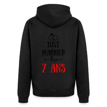 JUST MARRIED ANNIVERSAIRE DE MARIAGE 7 ANS - Veste à capuche bio Premium Unisexe - noir - Dos - Nico (187cm)
