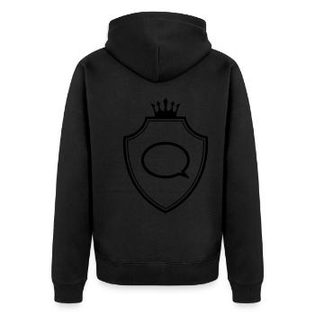 Sprechblase Wappen Kommunikation - Unisex Premium Bio Zip Hoodie - Schwarz - Hinten - Nico (187cm)