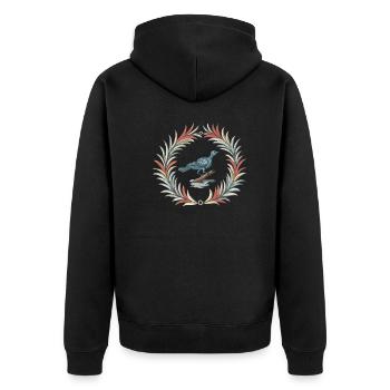 Die Nachtigall in Mårtes - Unisex Premium Bio Zip Hoodie - Schwarz - Hinten - Nico (187cm)