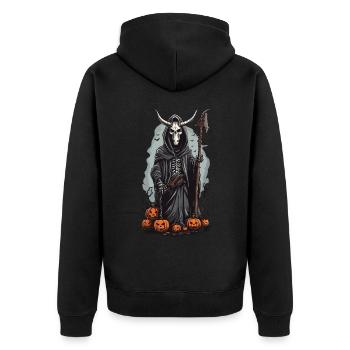 Grim Reaper Halloween Demonic Druid Design - Unisex Premium Organic Zip Hoodie - black - Back - Nico (187cm)