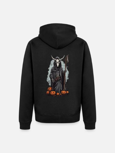 Sensenmann Halloween Dämonischer Druide Design - Unisex Premium Bio Zip Hoodie - Schwarz
