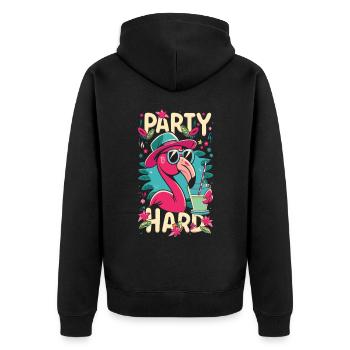Flamingo Party Mode - Party like a flamingo - Unisex Premium Organic Zip Hoodie - black - Back - Nico (187cm)