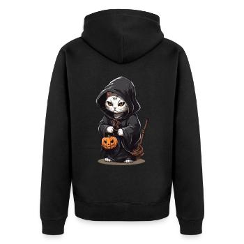 Kawaii magicien chat Halloween sort chats magiques - Veste à capuche bio Premium Unisexe - noir - Dos - Nico (187cm)