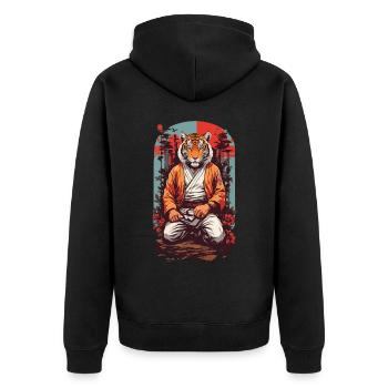 Tigre asiatique Karaté Arts martiaux Design rétro - Veste à capuche bio Premium Unisexe - noir - Dos - Nico (187cm)