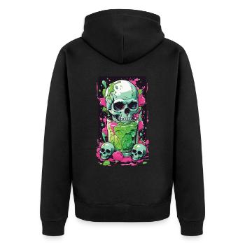 Gothic Skull Weirdcore Gift Illustration - Unisex Premium Bio Zip Hoodie - Schwarz - Hinten - Nico (187cm)