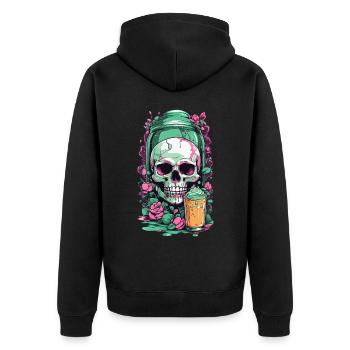Gothic Skull Pastel Poison Halloween Design - Unisex Premium Bio Zip Hoodie - Schwarz - Hinten - Nico (187cm)