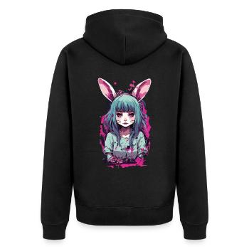 Kemonomimi Bunny Anime Pastel Goth Kawaii Girl - Unisex Premium Organic Zip Hoodie - black - Back - Nico (187cm)
