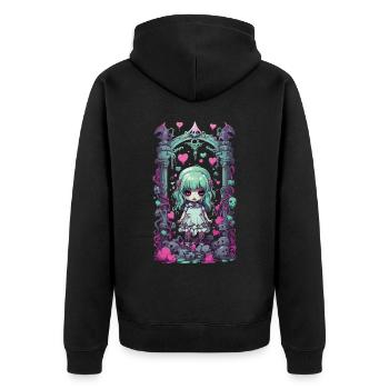 Kawaii Pastel Gothique Goth Fille Anime Design - Veste à capuche bio Premium Unisexe - noir - Dos - Nico (187cm)