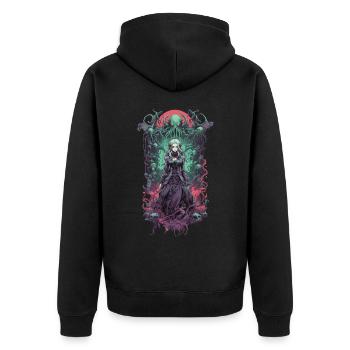Gothic Aesthetic Unterwelt Anime witchcraft Girl - Unisex Premium Bio Zip Hoodie - Schwarz - Hinten - Nico (187cm)