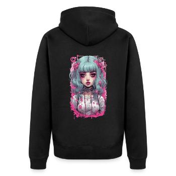 Kawaii Psycho Goth Girl Pastel Aesthetic Design - Unisex Premium Organic Zip Hoodie - black - Back - Nico (187cm)