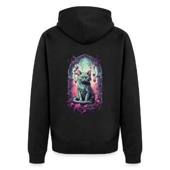 Gothic Halloween Cats Underworld Monster Design - Unisex Premium Organic Zip Hoodie - black - Back - Nico (187cm)
