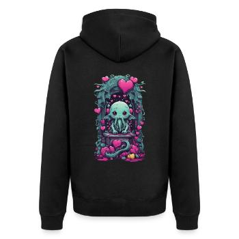 Pastel Goth Kawaii Monster Liebe Magie Design - Unisex Premium Bio Zip Hoodie - Schwarz - Hinten - Nico (187cm)