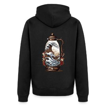 Vintage café vague Japon Design esthétique - Veste à capuche bio Premium Unisexe - noir - Dos - Nico (187cm)