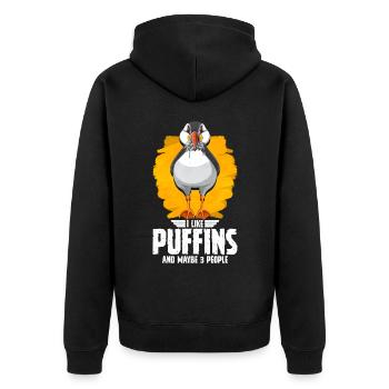 Puffin Bird Gift - Unisex Premium Organic Zip Hoodie - black - Back - Nico (187cm)