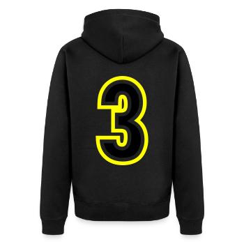 3 Zahl College - Unisex Premium Bio Zip Hoodie - Schwarz - Hinten - Nico (187cm)