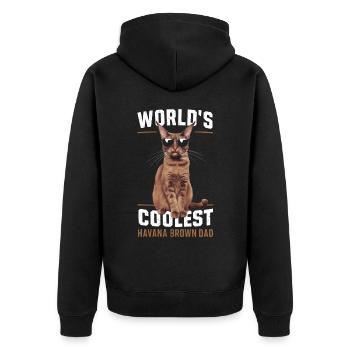 Katze Havanna Braun Geschenk - Unisex Premium Bio Zip Hoodie - Schwarz - Hinten - Nico (187cm)