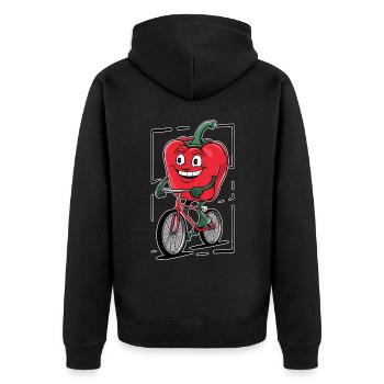 Paprika Geschenk - Unisex Premium Bio Zip Hoodie - Schwarz - Hinten - Nico (187cm)