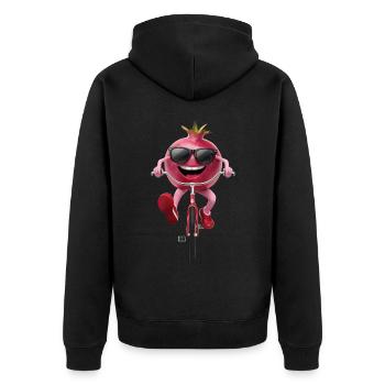 Granatapfel Radfahren auf dem Fahrrad Geschenk - Unisex Premium Bio Zip Hoodie - Schwarz - Hinten - Nico (187cm)