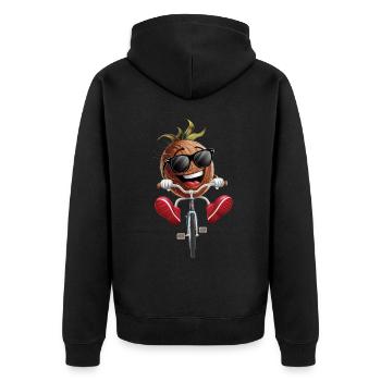 Kokosnuss Radfahren auf dem Fahrrad Geschenk - Unisex Premium Bio Zip Hoodie - Schwarz - Hinten - Nico (187cm)