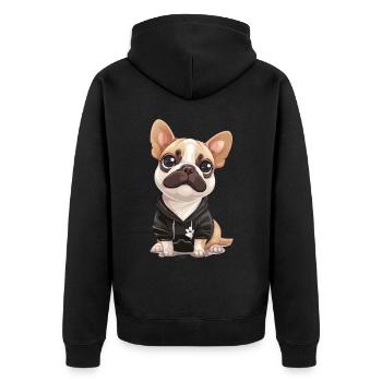Niedliche Bulldogge Mops Hund - Unisex Premium Bio Zip Hoodie - Schwarz - Hinten - Nico (187cm)