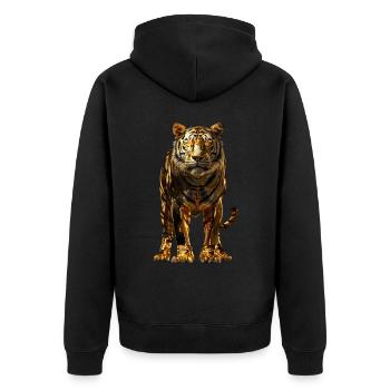 Tiger - Unisex Premium Organic Zip Hoodie - black - Back - Nico (187cm)