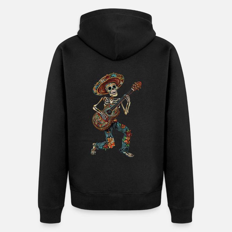 Guitare squelette mexicaine - Veste à capuche bio Premium Unisexe - noir