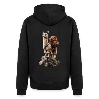 Alpaka - Unisex Premium Bio Zip Hoodie - Schwarz - Hinten - Nico (187cm)