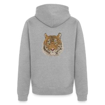 Tigre - Veste à capuche bio Premium Unisexe - gris chiné - Dos - Nico (187cm)