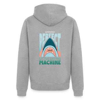 Der Weiße Hai Jaws Perfect Little Eating Machine - Unisex Premium Bio Zip Hoodie - Grau meliert - Hinten - Nico (187cm)