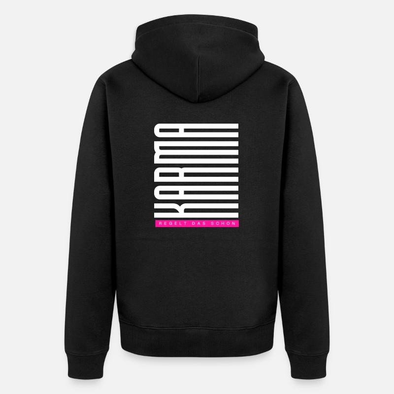 Karma. Regelt das schon - Unisex Premium Bio Zip Hoodie - Schwarz