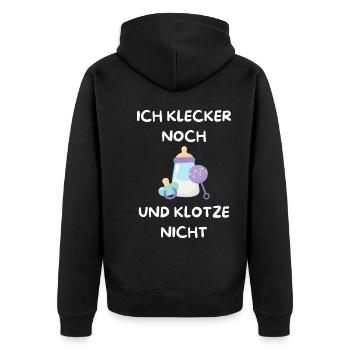 Kinder - Ich Klecker noch und Klotze nicht Baby Sp - Unisex Premium Bio Zip Hoodie - Schwarz - Hinten - Nico (187cm)