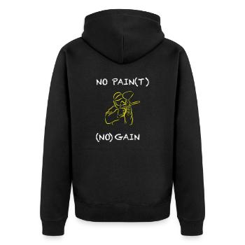 No Pain (t) (no) Gain - Unisex Premium Bio Zip Hoodie - Schwarz - Hinten - Nico (187cm)